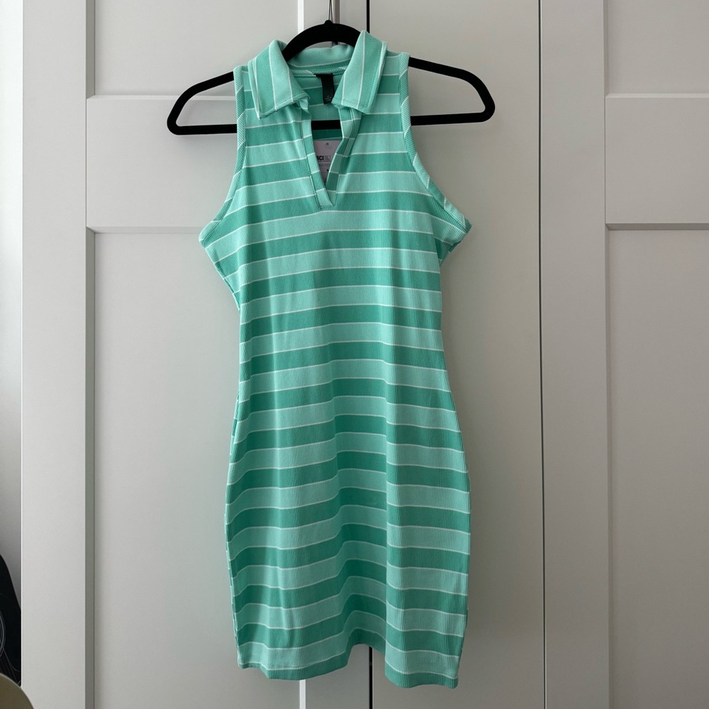 Striped Green Sleeveless Dress